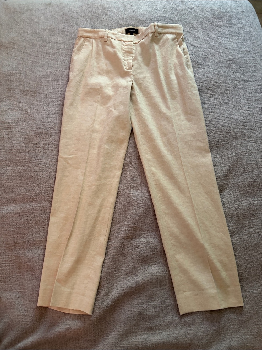 Women’s Theory Linen-Blend Dress Pants in Beige
